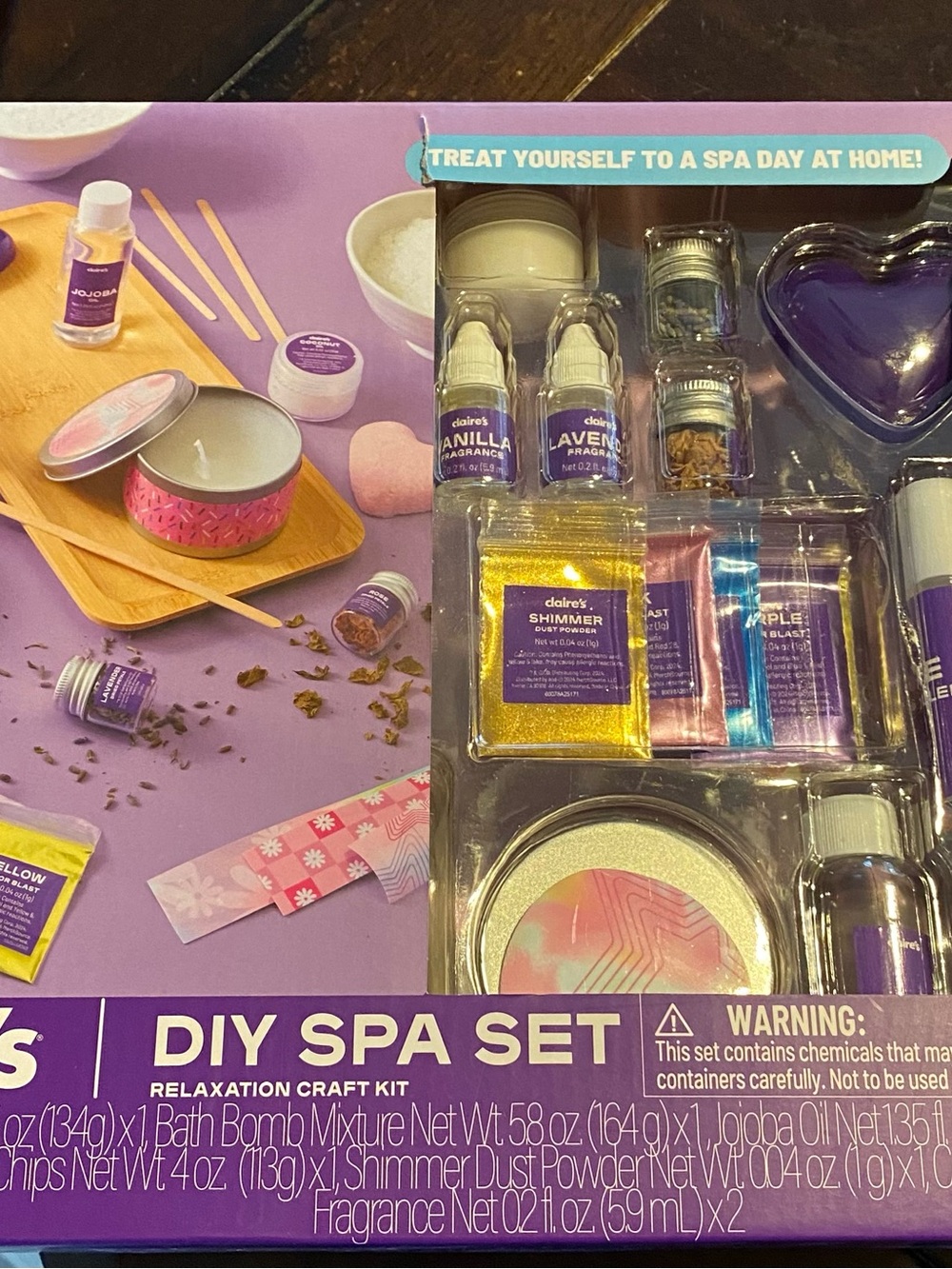 Claire's Purple and Gold DIY Spa Set